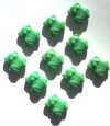 10 15mm Opaque Light Green Frog Glass Beads